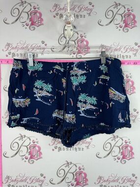 GapBody shorts sail boats Navy Blue Floral-Print Blouse